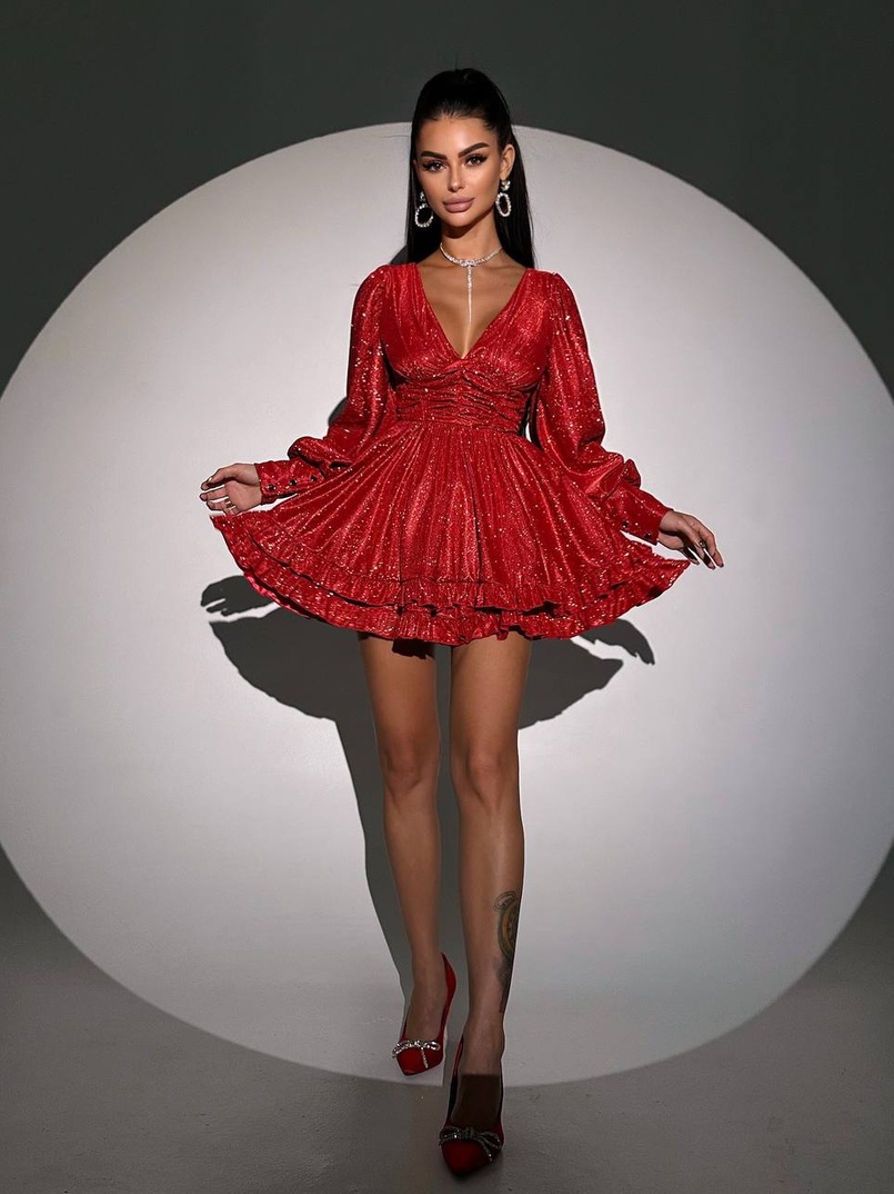 Сукня із пишною подвійною спідницею та драпіруванням Сукня із пишною подвійною спідницею та драпіруванням | PUSHKA SHOP