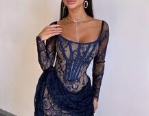 Мереживна сукня міні зі шлейфом Мереживна сукня міні зі шлейфом | PUSHKA SHOP