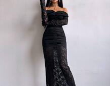 Мереживна сукня максі з драпіруванням Мереживна сукня максі з драпіруванням | PUSHKA SHOP