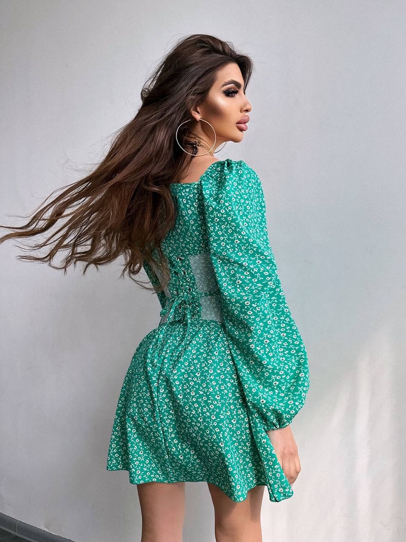 Сукня міні в квітковий принт + прозорий корсет  | PUSHKA SHOP