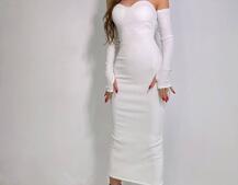 Облегающее платье  миди с чашечками с эффектом push up  | PUSHKA SHOP