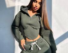 Комплект на флісі : худі з елементами корсету + штани  Комплект на флісі : худі з елементами корсету + штани  | PUSHKA SHOP