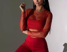 Комплект: топ + штани із сіткою зі стразами  | PUSHKA SHOP