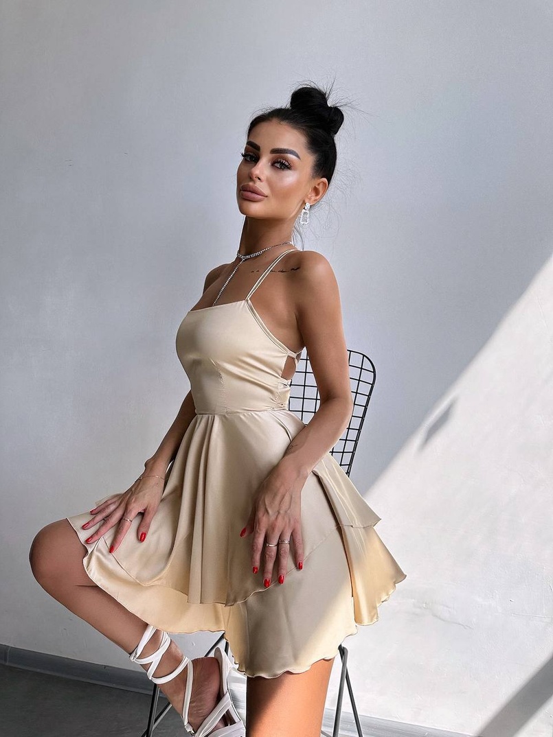 Шовкова сукня  з пишною спідницею та шнурівкою   Шовкова сукня  з пишною спідницею та шнурівкою   | PUSHKA SHOP