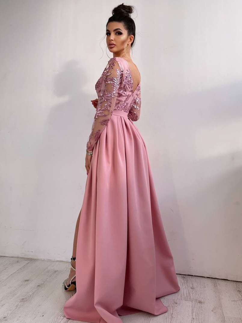 Платье макси с пайетками и разрезом на юбке  | PUSHKA SHOP