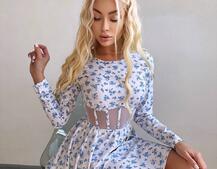 Корсетна сукня з пишною спідницею в квітковий Принт  | PUSHKA SHOP