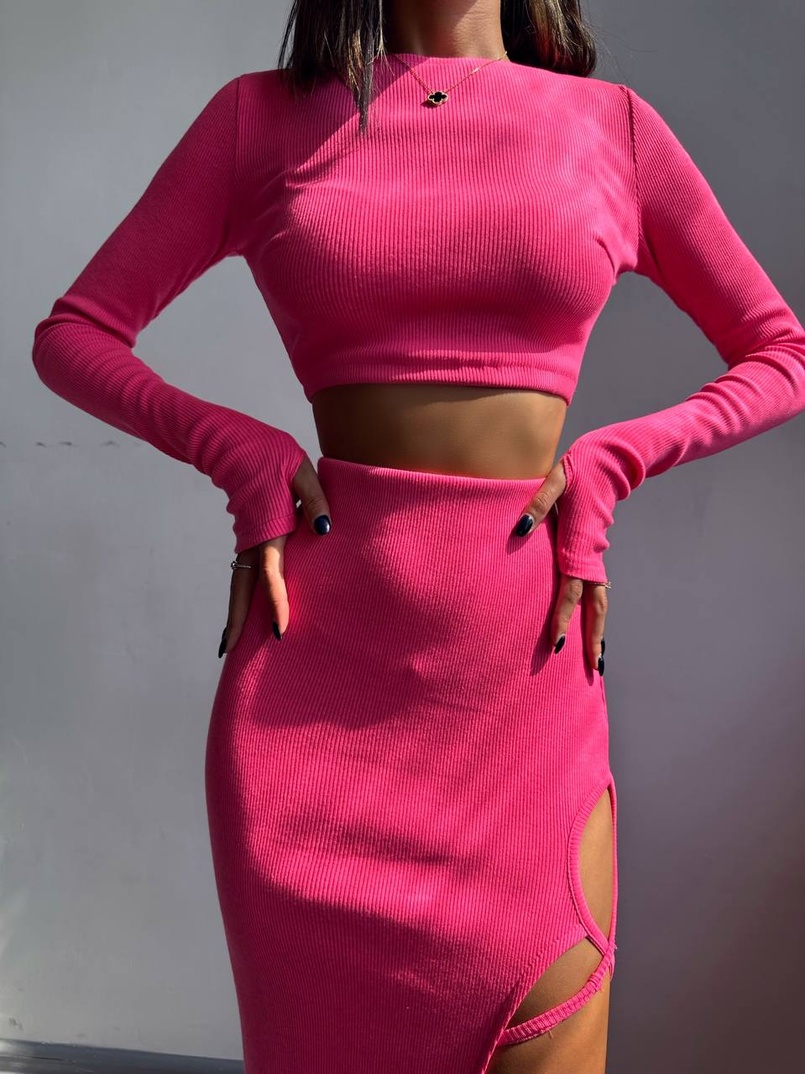 Комплект: топ + спідниця із зав‘язками на ніжку  Комплект: топ + спідниця із зав‘язками на ніжку  | PUSHKA SHOP