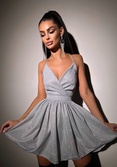 Блискуча сукня з пишною спідницею та шнурівкою на спинці | PUSHKA SHOP