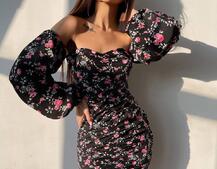 Сукня з квітковим принтом та драпіруванням   Сукня з квітковим принтом та драпіруванням   | PUSHKA SHOP