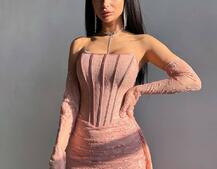 Мереживна сукня максі з рукавичками  | PUSHKA SHOP