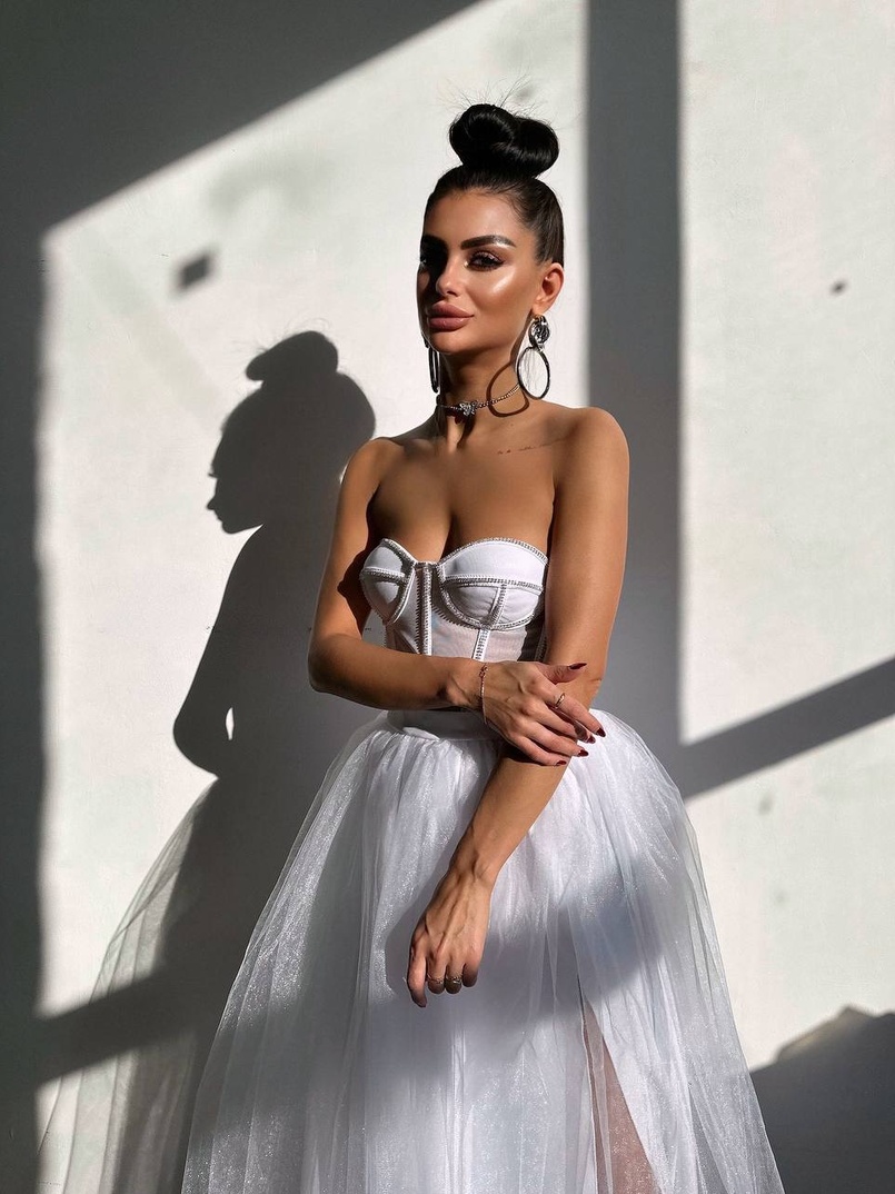 Комплект: корсет бюстьє декорований стразами + пишна спідниця максі  Ручна робота  Комплект: корсет бюстьє декорований стразами + пишна спідниця максі  Ручна робота  | PUSHKA SHOP