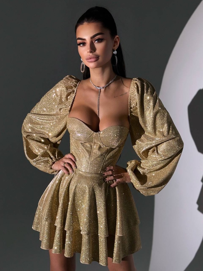 Сяюча корсетна сукня бюстьє з подвійною спідницею  | PUSHKA SHOP