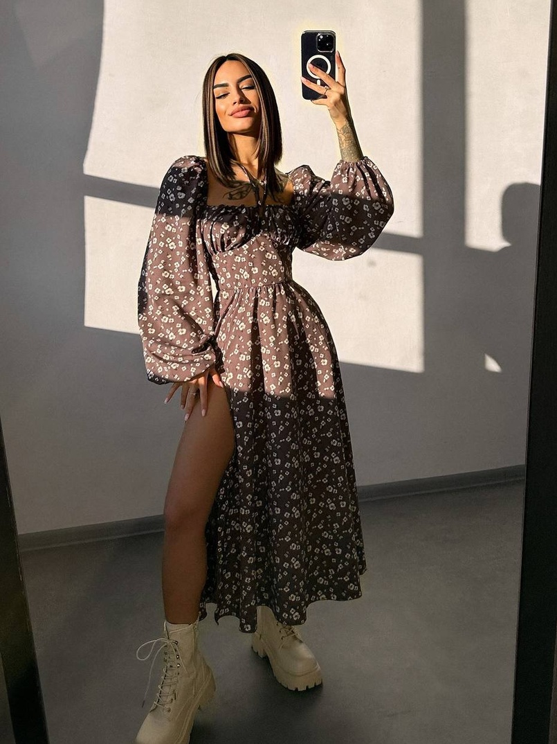 Улюблена сукня-міді зі шнурівкою на талії  Улюблена сукня-міді зі шнурівкою на талії  | PUSHKA SHOP