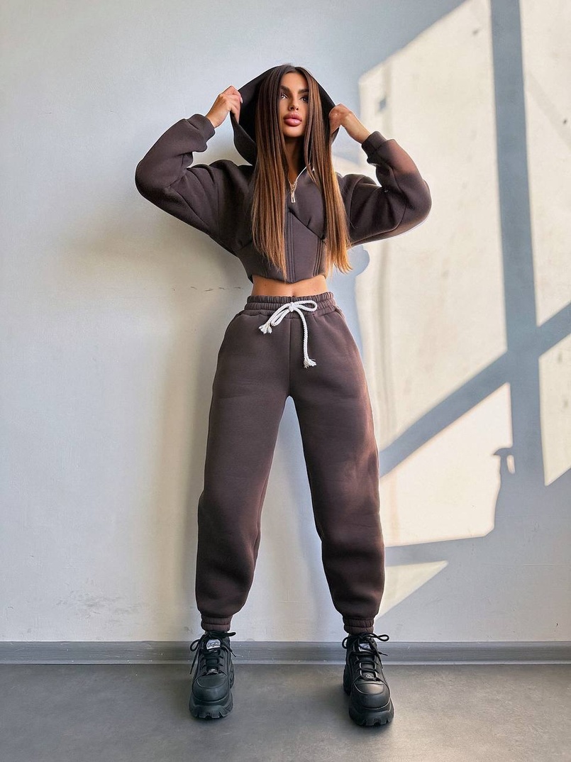 Комплект на флісі : худі з елементами корсету + штани  Комплект на флісі : худі з елементами корсету + штани  | PUSHKA SHOP