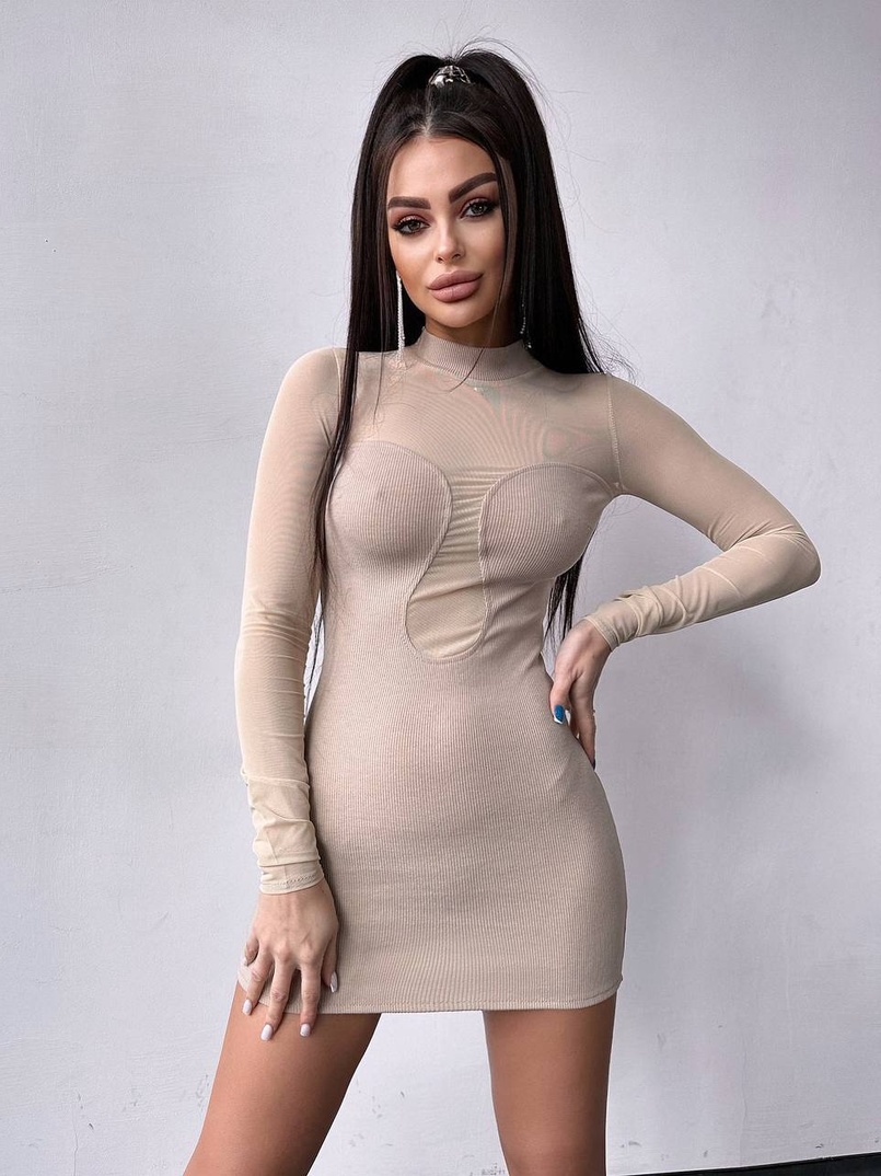 Трикотажна сукня з вставками сітки Трикотажна сукня з вставками сітки | PUSHKA SHOP