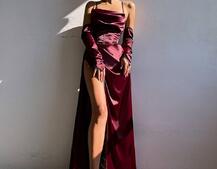 Комплект: корсет з рукавичками + спідниця максі з драпіруванням   Комплект: корсет з рукавичками + спідниця максі з драпіруванням   | PUSHKA SHOP