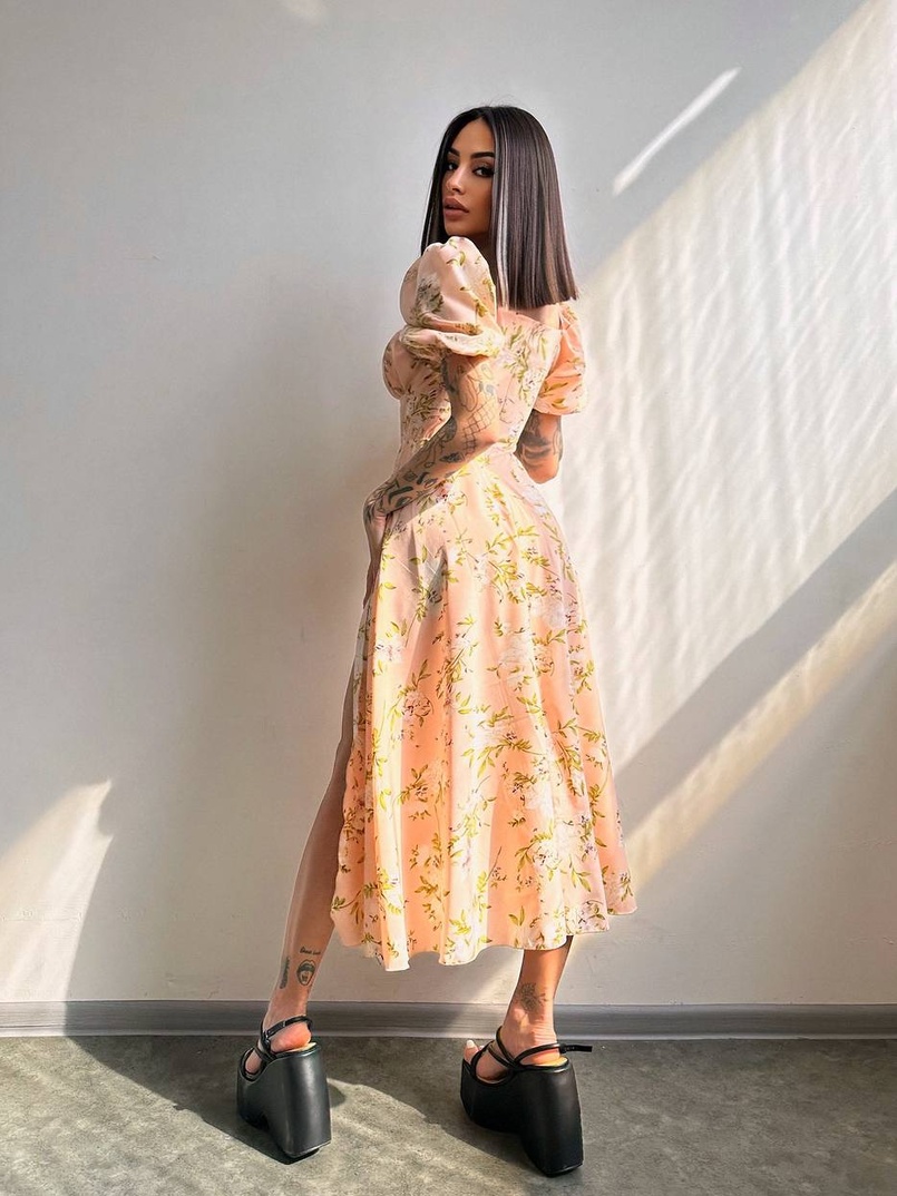 Сукня- міді  з квітковим принтом Сукня- міді  з квітковим принтом | PUSHKA SHOP