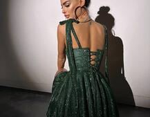 Блискуча корсетна сукня з пишною подвійною спідницею Блискуча корсетна сукня з пишною подвійною спідницею | PUSHKA SHOP