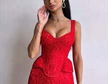 Вишуканий комплект із мереживного корсета та спідниці міді  | PUSHKA SHOP