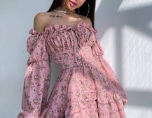 Сукня з квітковим принтом з воланами на ґудзиках  Сукня з квітковим принтом з воланами на ґудзиках  | PUSHKA SHOP