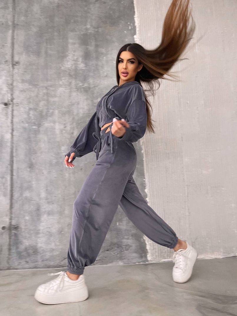 Велюровий комплект: кофта з корсетними елементами + джогери з імітацією трусиків | PUSHKA SHOP