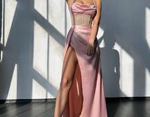 Комплект: корсет, декорований стразами + спідниця максі з драпіруванням  Комплект: корсет, декорований стразами + спідниця максі з драпіруванням  | PUSHKA SHOP