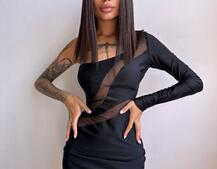 Сукня міді  із вставками сітки  Сукня міді  із вставками сітки  | PUSHKA SHOP