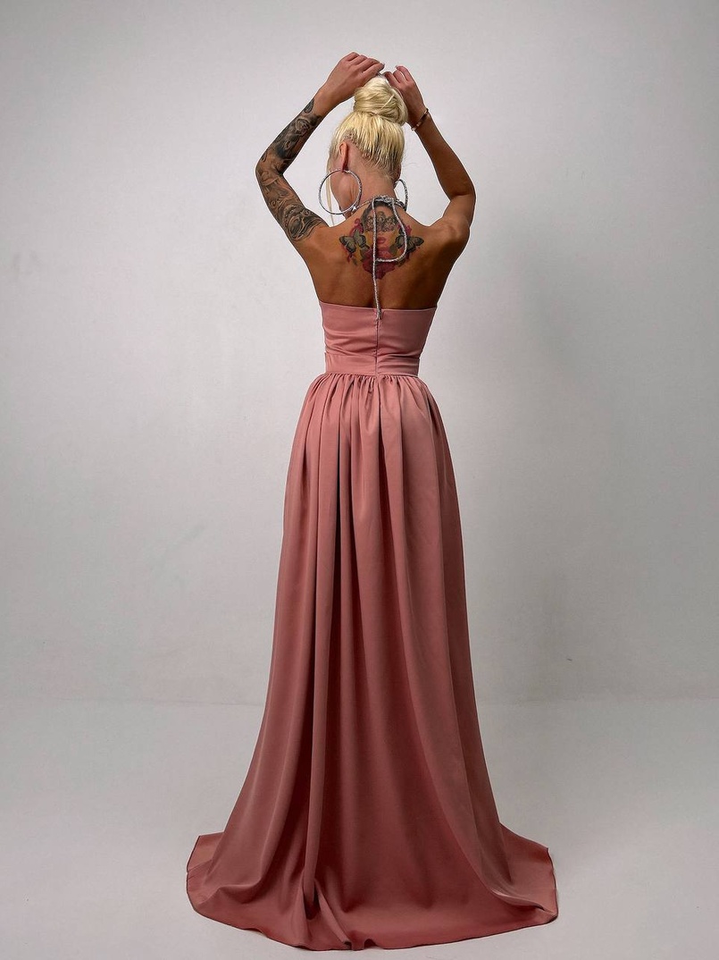 Атласна сукня максі із шнуром зі стразами  Атласна сукня максі із шнуром зі стразами  | PUSHKA SHOP