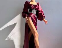 Комплект: корсет, декорований стразами   + спідниця максі з драпіруванням  Комплект: корсет, декорований стразами   + спідниця максі з драпіруванням  | PUSHKA SHOP