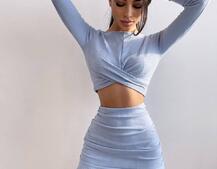 Трикотажный комплект: топ + юбка со сборкой   Трикотажный комплект: топ + юбка со сборкой   | PUSHKA SHOP