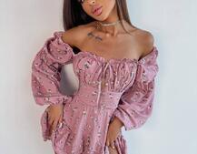 Сукня з квітковим принтом з воланами на ґудзиках  | PUSHKA SHOP