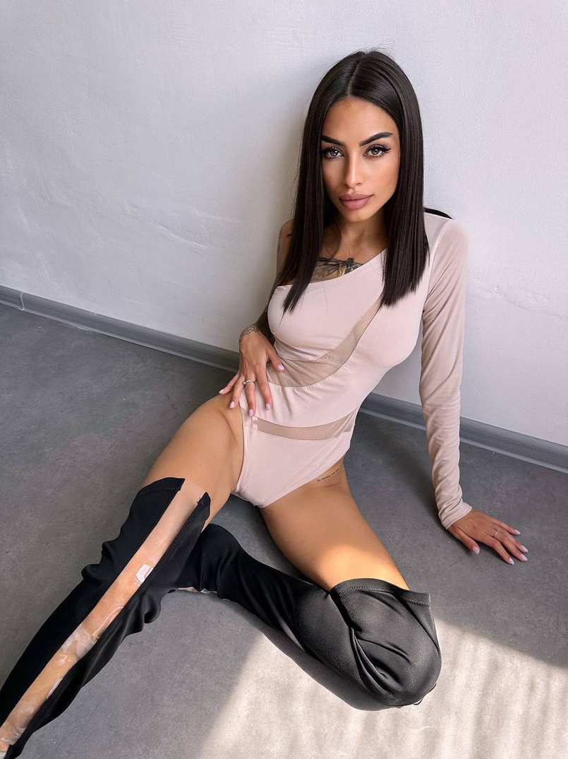 Боді на одне плече із вставками сітки Боді на одне плече із вставками сітки | PUSHKA SHOP