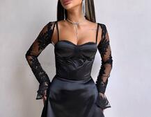 Атласна корсетна сукня-бюстьє + мереживне болеро Атласна корсетна сукня-бюстьє + мереживне болеро | PUSHKA SHOP