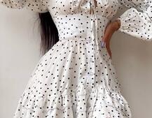 Сукня в горошок на ґудзиках з воланами  Сукня в горошок на ґудзиках з воланами  | PUSHKA SHOP