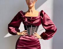 Комплект: корсет, декорований стразами + спідниця міні з драпіруванням   Ручна робота  Комплект: корсет, декорований стразами + спідниця міні з драпіруванням   Ручна робота  | PUSHKA SHOP