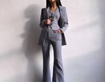 Костюм: піджак на підкладці, штани кльош+ жилет  Костюм: піджак на підкладці, штани кльош+ жилет  | PUSHKA SHOP