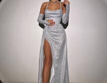 Сяючий комплект: корсет+ рукавички + спідниця максі | PUSHKA SHOP