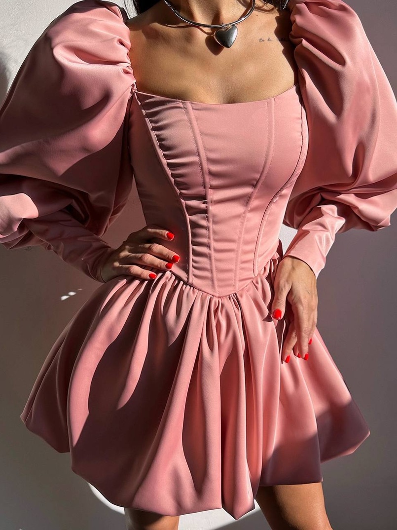 Сукня з обʼємними рукавами та спідницею балоном  Сукня з обʼємними рукавами та спідницею балоном  | PUSHKA SHOP