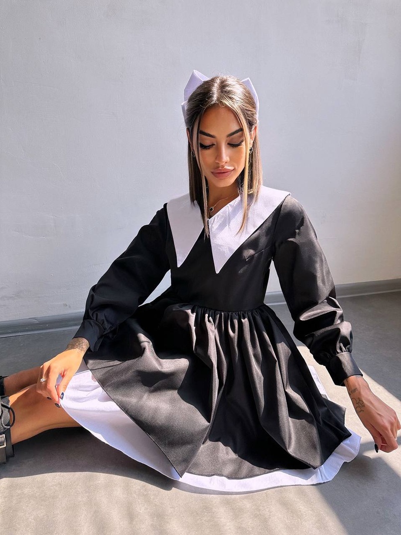 Котонова сукня з комірцем + бант  Котонова сукня з комірцем + бант  | PUSHKA SHOP