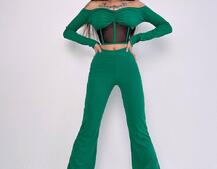 Комплект : штани кльош і топ з елементами корсету  Комплект : штани кльош і топ з елементами корсету  | PUSHKA SHOP