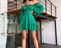 Сукня в горошок на ґудзиках з воланами  Сукня в горошок на ґудзиках з воланами  | PUSHKA SHOP