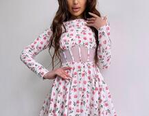 Приталена сукня з корсетною вставкою та спідницею-сонцем | PUSHKA SHOP