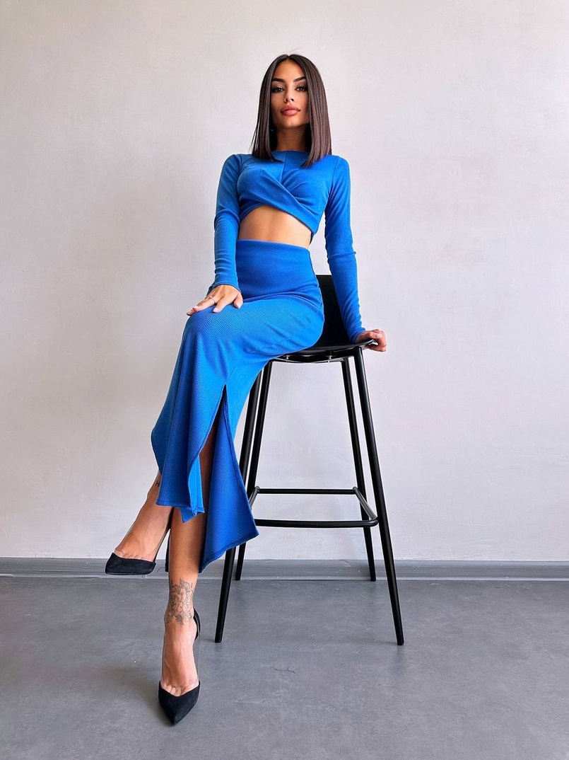 Комплект: топ + спідниця с розрізами  Комплект: топ + спідниця с розрізами  | PUSHKA SHOP