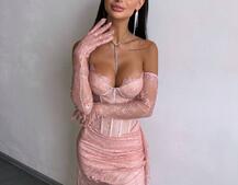Корсетна сукня максі з рукавичками  | PUSHKA SHOP