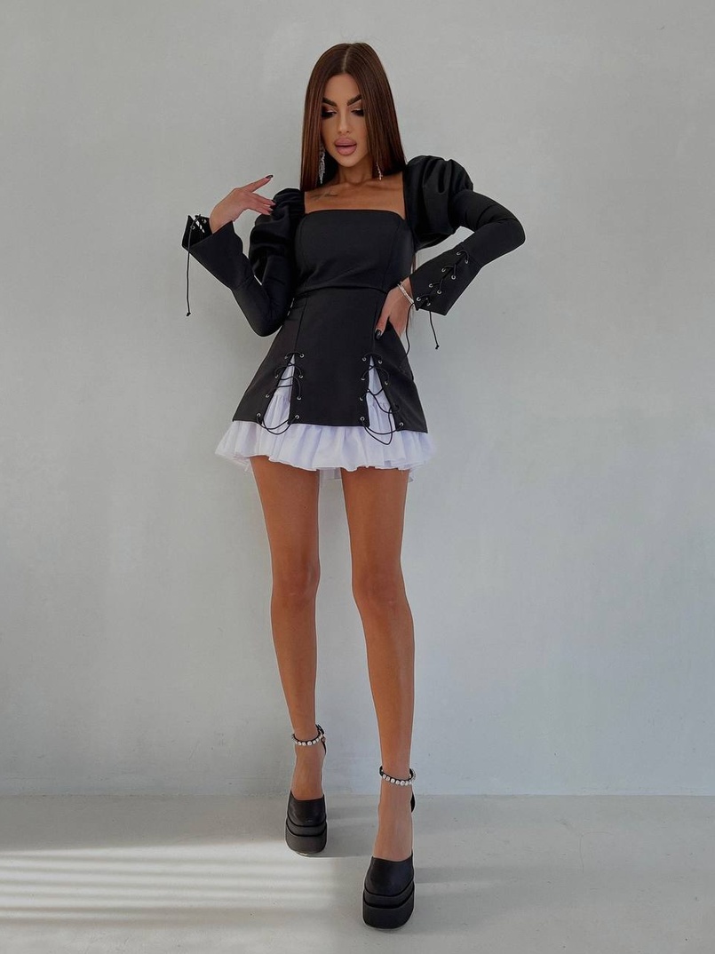 Сукня з об'ємними рукавами + спідниця з воланами Сукня з об'ємними рукавами + спідниця з воланами | PUSHKA SHOP