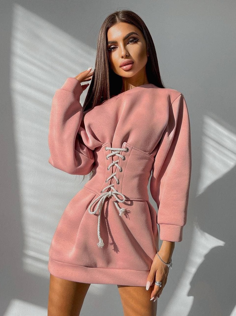 Худи на флисе + корсет на шнуровке  Худи на флисе + корсет на шнуровке  | PUSHKA SHOP