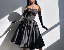Комплект : мереживий корсет   + рукавички +спідниця балон міді  | PUSHKA SHOP