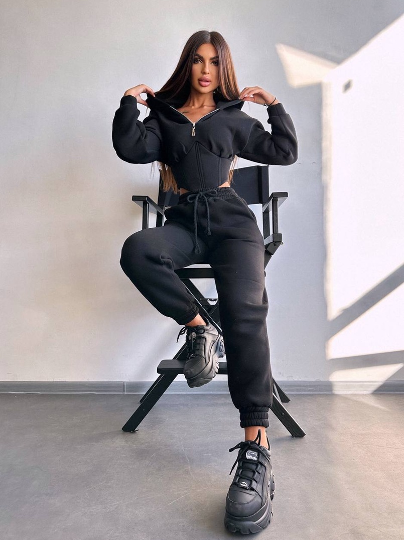 Комплект на флісі : худі з елементами корсету + штани  Комплект на флісі : худі з елементами корсету + штани  | PUSHKA SHOP