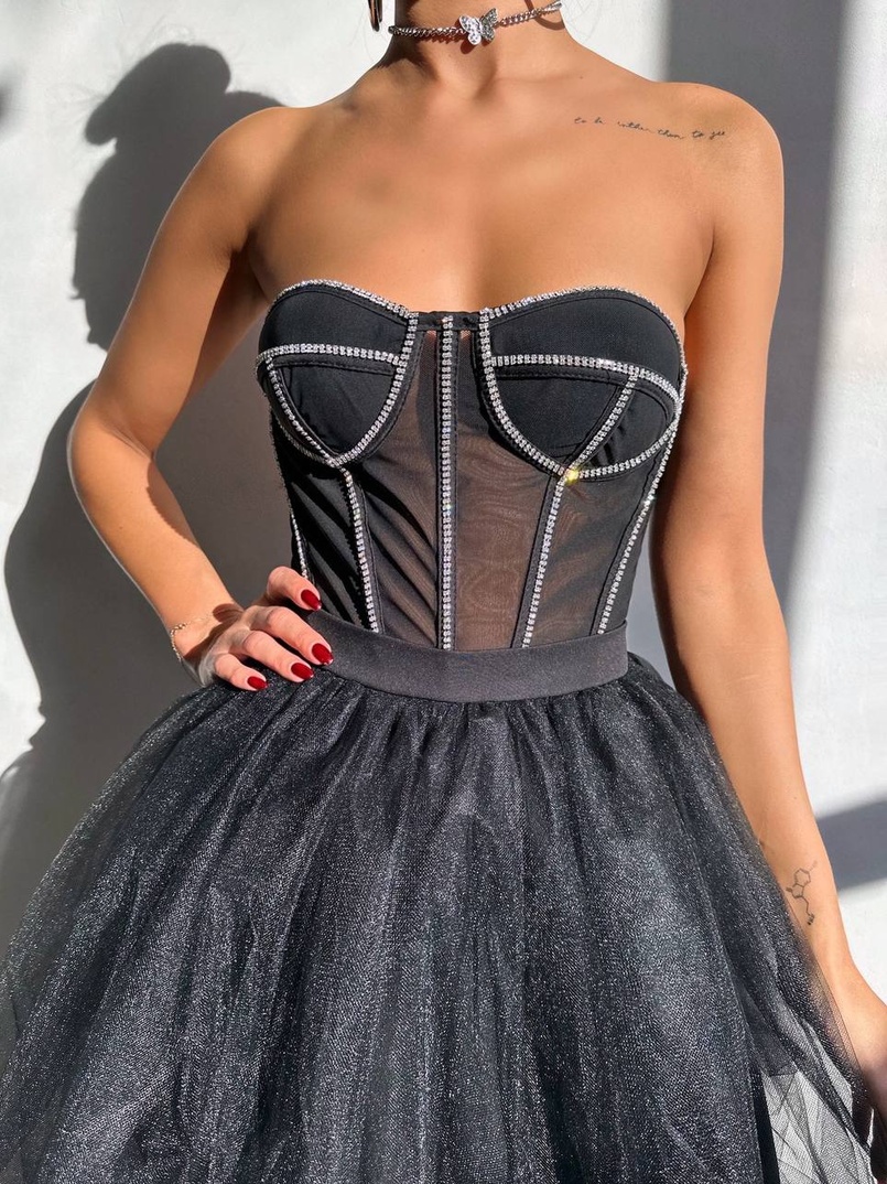 Комплект: корсет бюстьє декорований стразами + пишна спідниця максі  Ручна робота  | PUSHKA SHOP