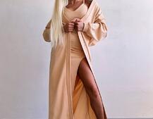 Комплект: сукня з філіжанками + кардиган максі з теплого рубчика  Комплект: сукня з філіжанками + кардиган максі з теплого рубчика  | PUSHKA SHOP